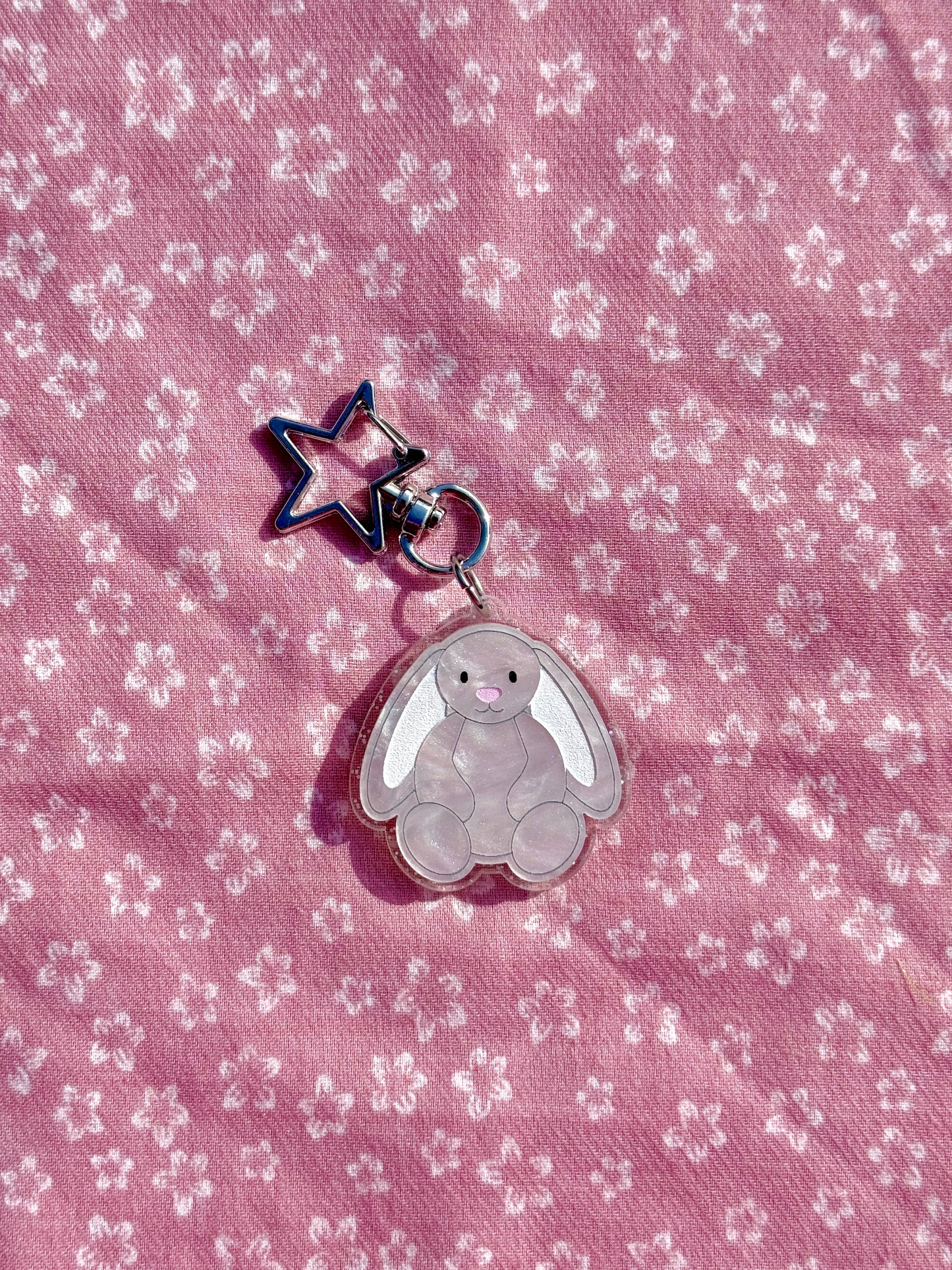 White Bunny Keyring