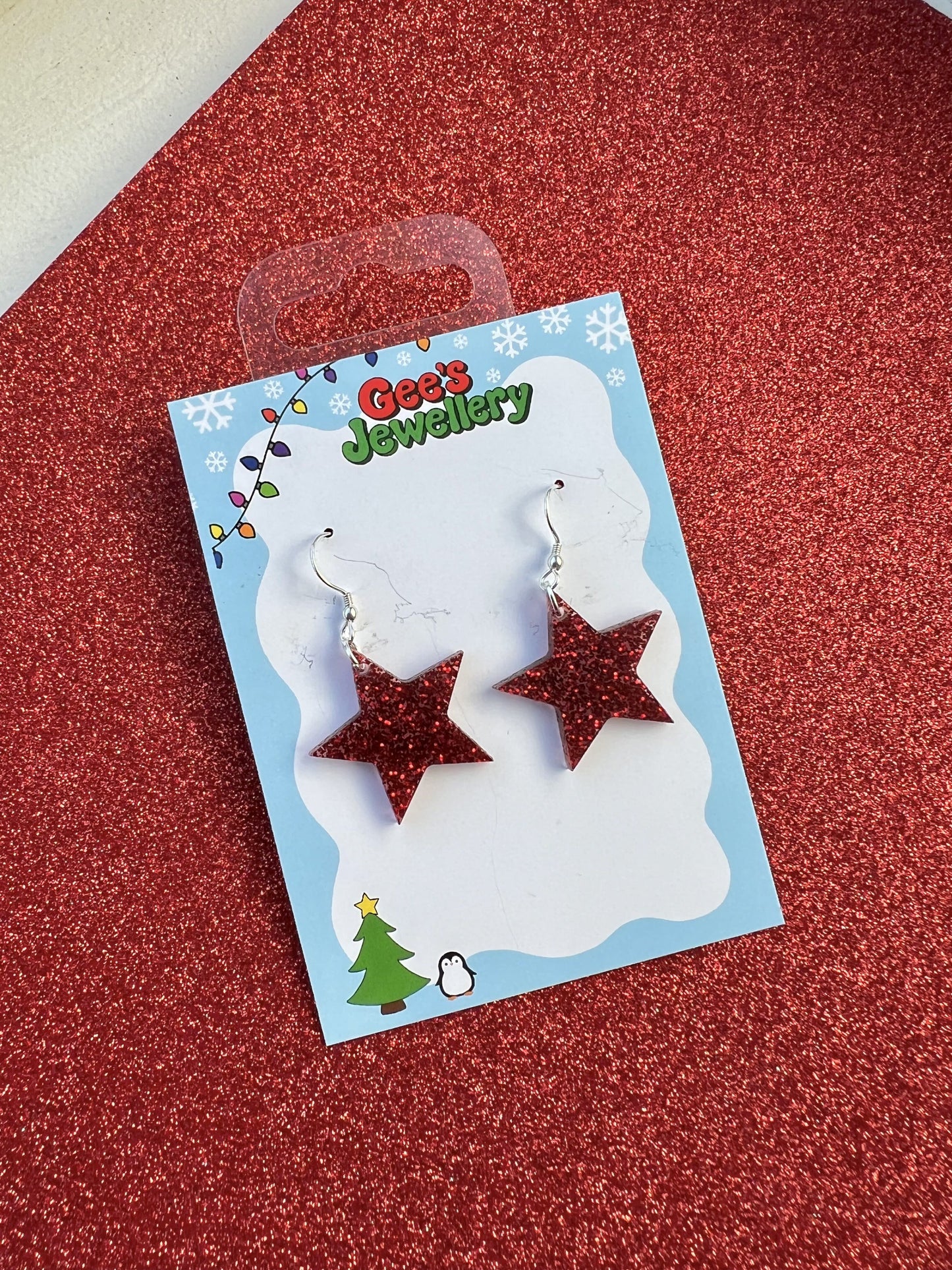 Glittery Stars - Red