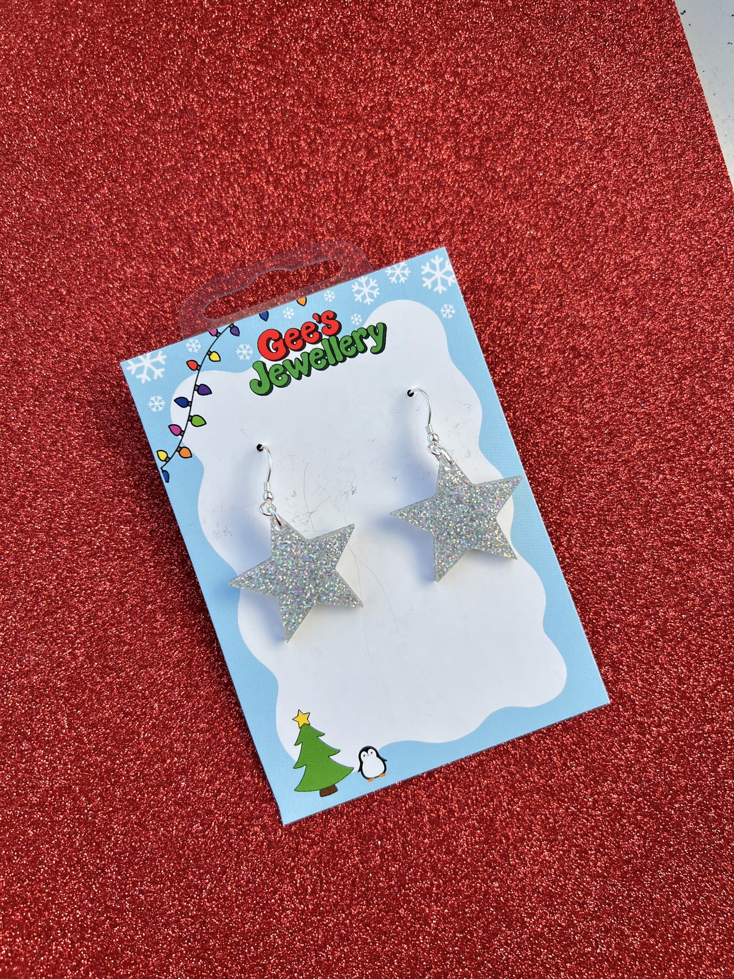 Glittery Stars - Silver