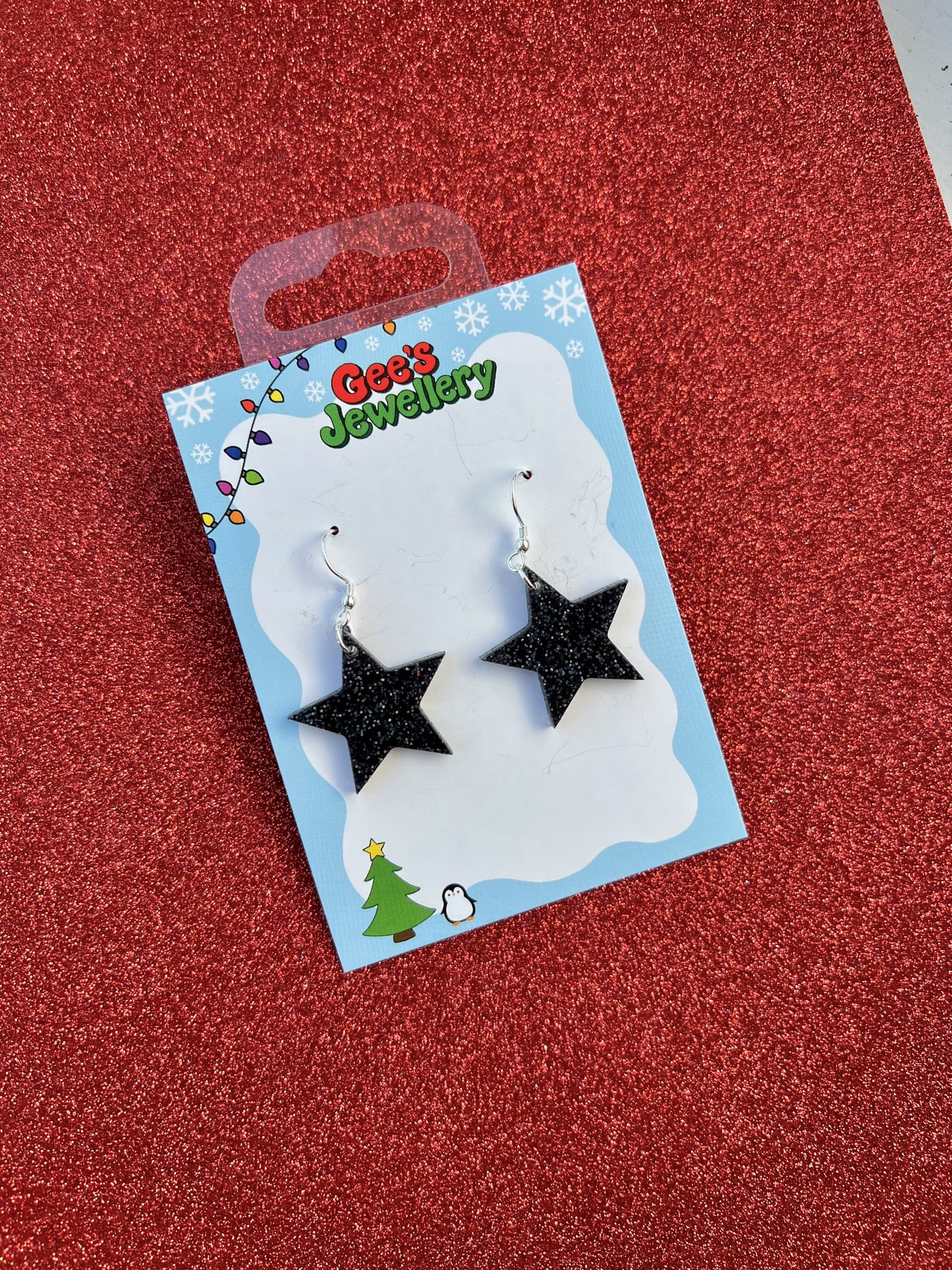 Glittery Stars - Black