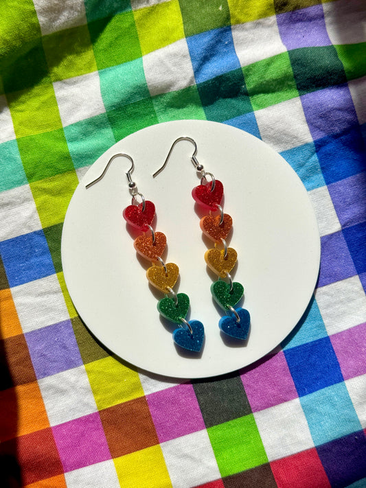 Rainbow Glitter Heart Drop