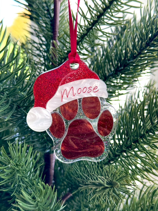 Personalised Paw Print Christmas Ornament