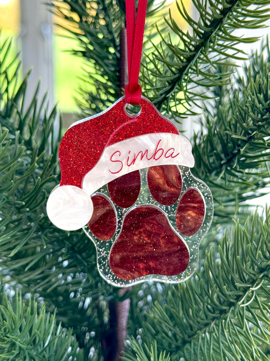 Personalised Paw Print Christmas Ornament