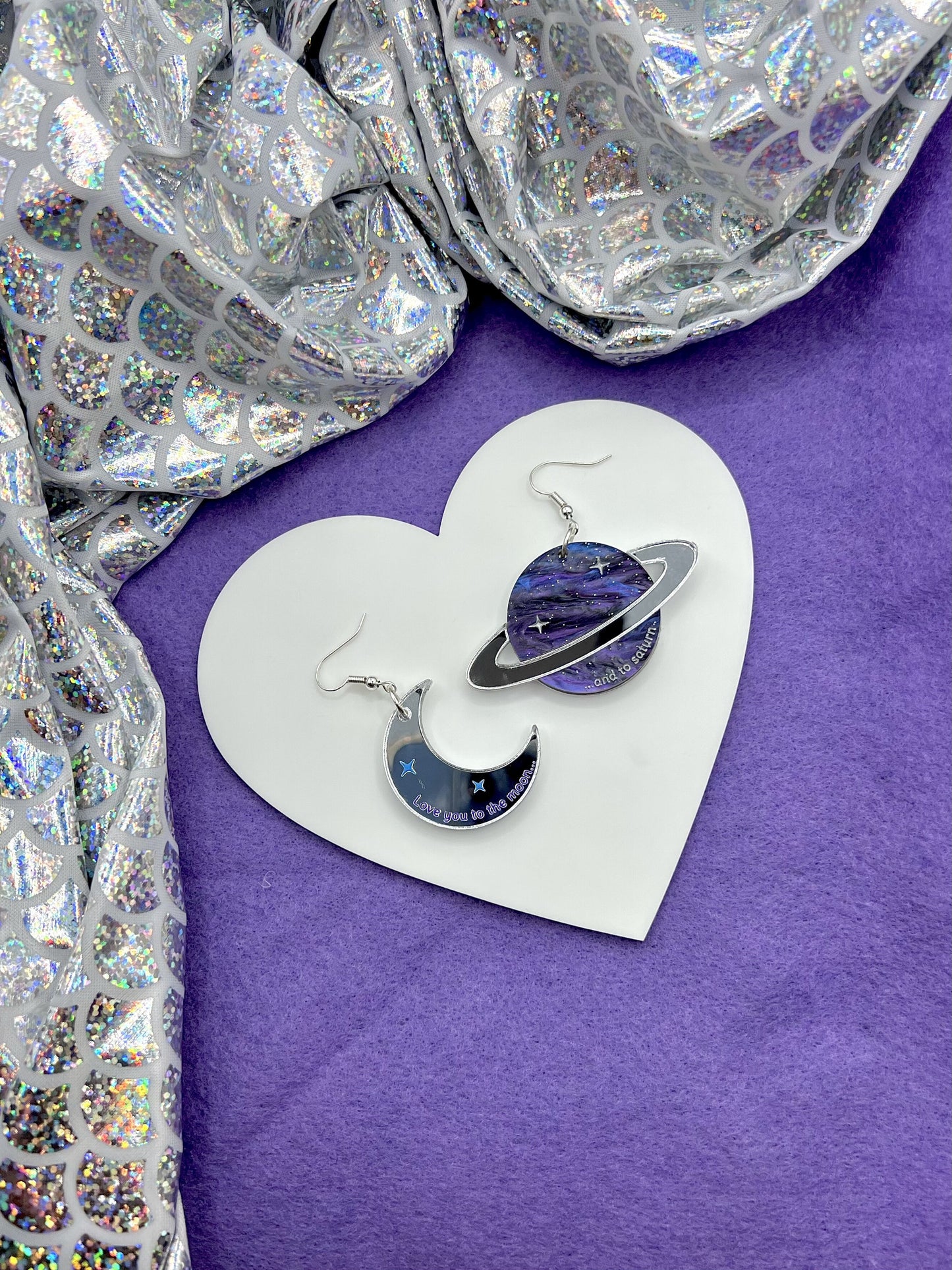 Love you to the moon.... and to saturn Earrings