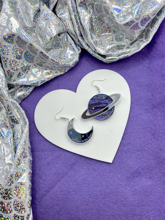 Love you to the moon.... and to saturn Earrings