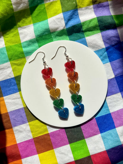 Rainbow Glitter Heart Drop