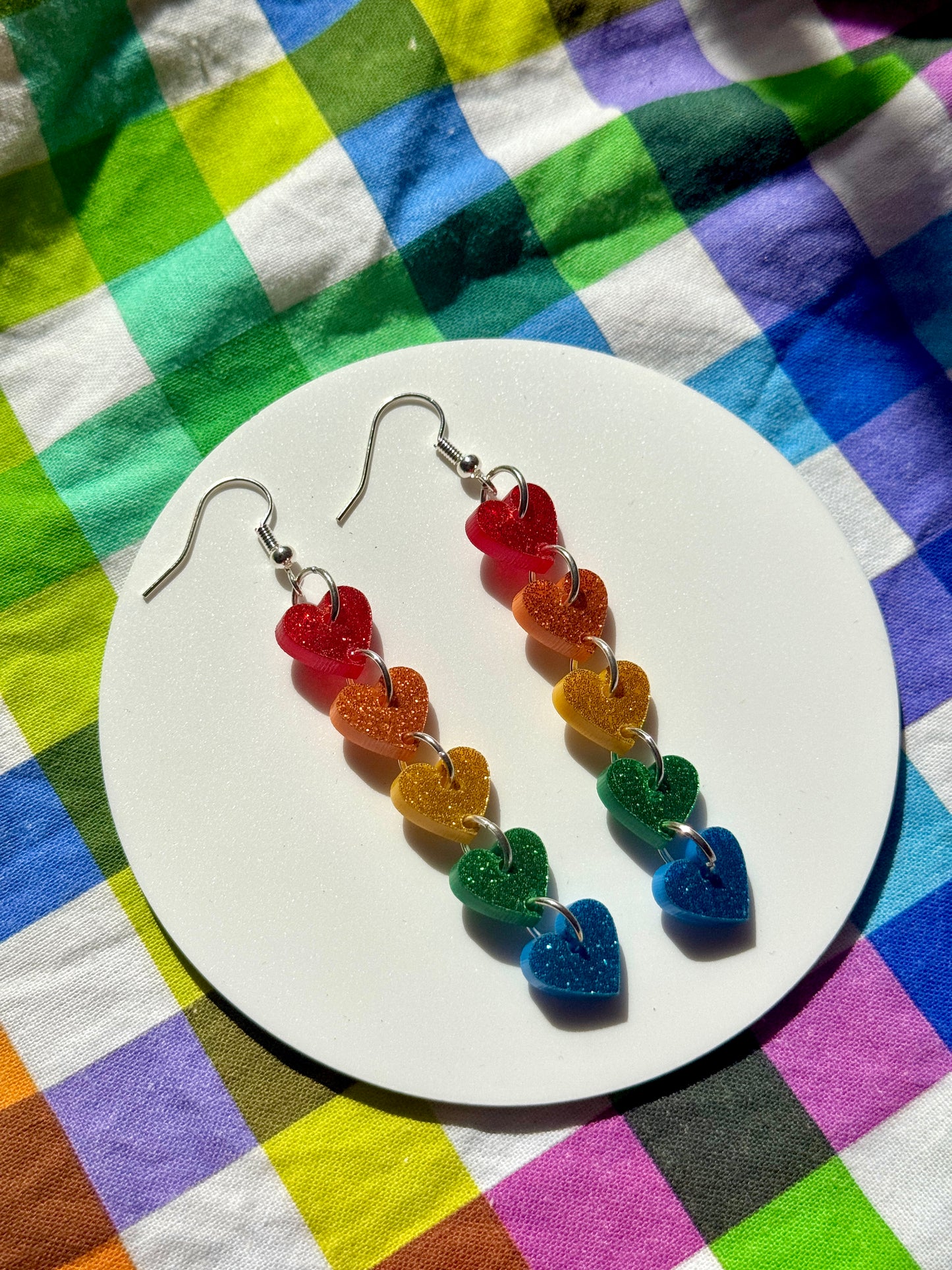 Rainbow Glitter Heart Drop
