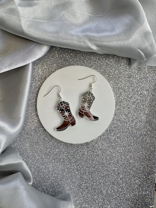 Cowgirl Boots - Silver Earrings
