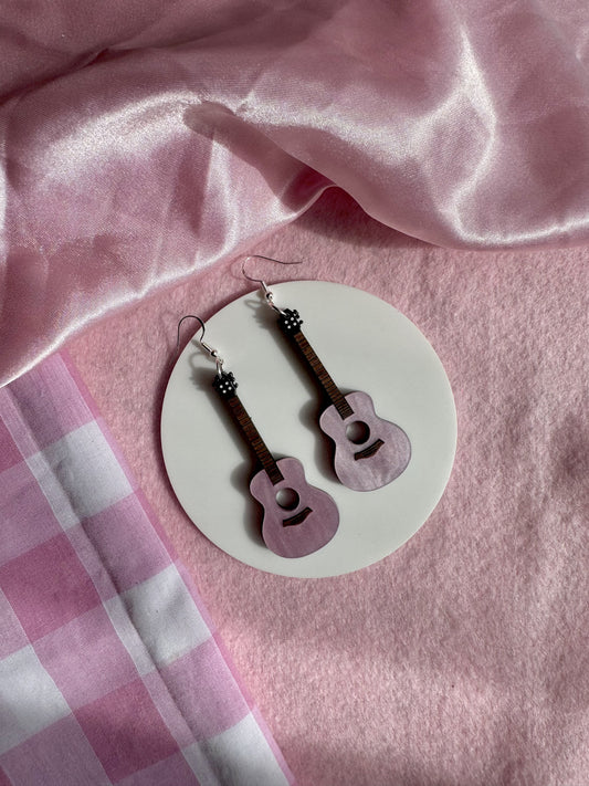 Lover Guitar - Pink Earrings