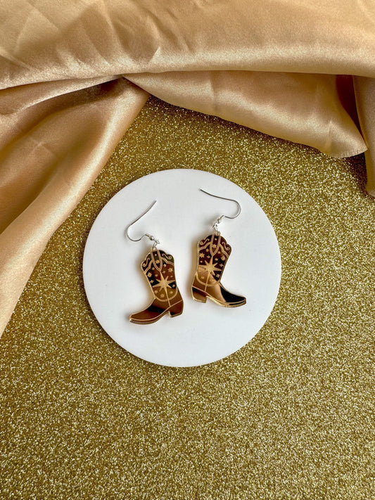 Cowgirl Boots - Gold Earrings