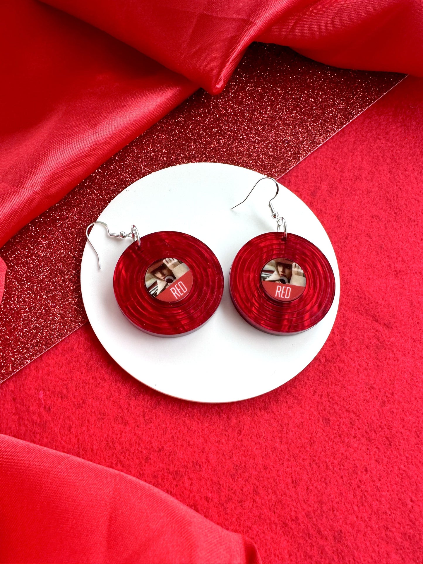 Red Vinyl Earrings