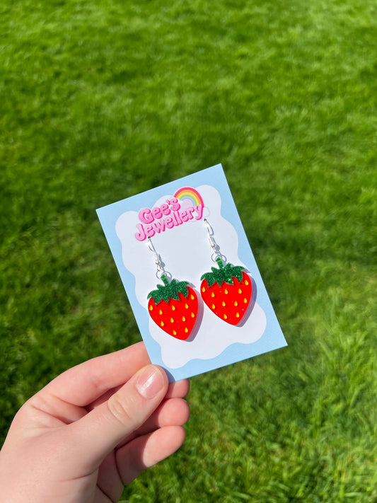 Glitter Strawberries Earrings
