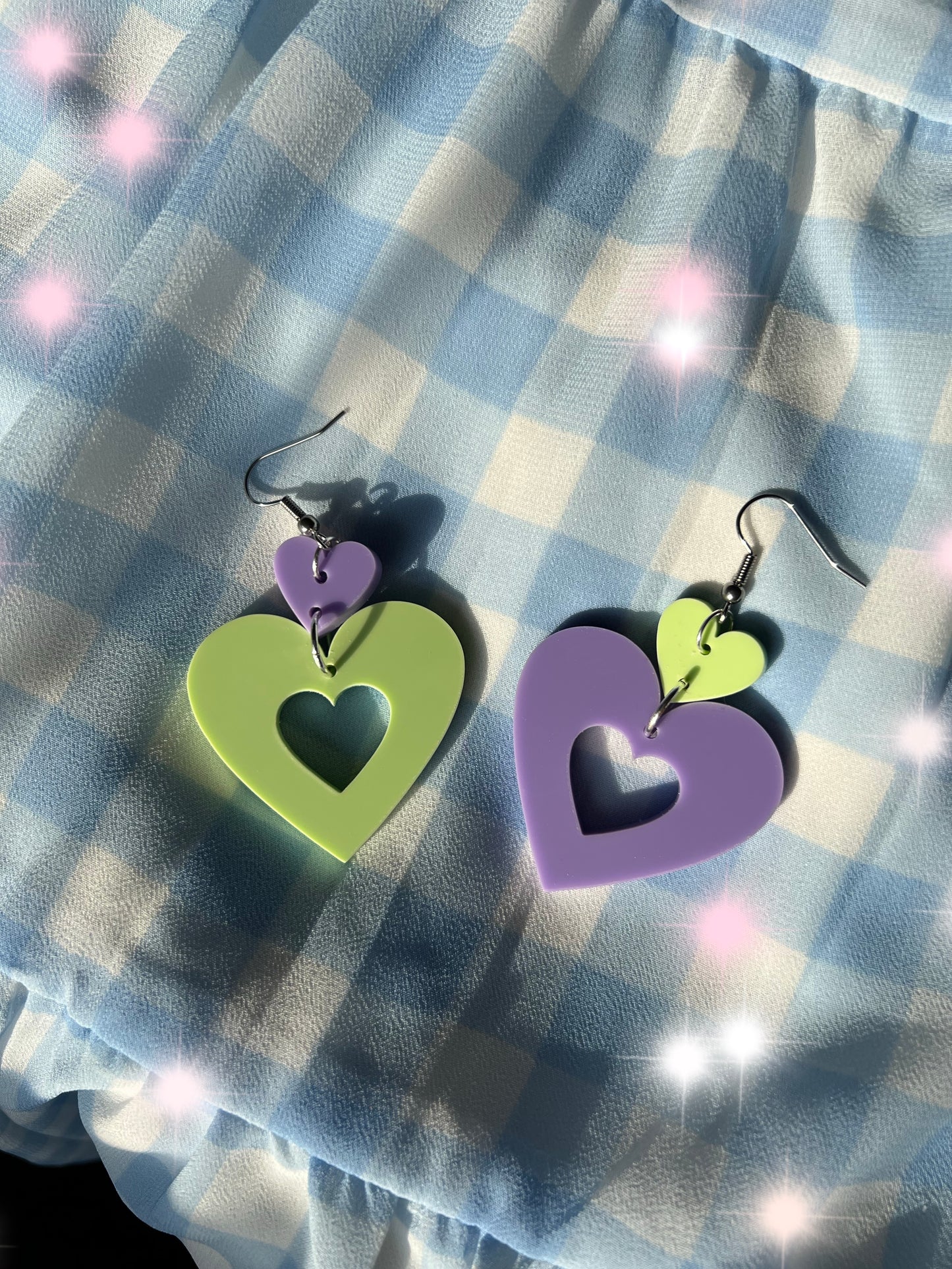 Purple / Green Contrast Hearts