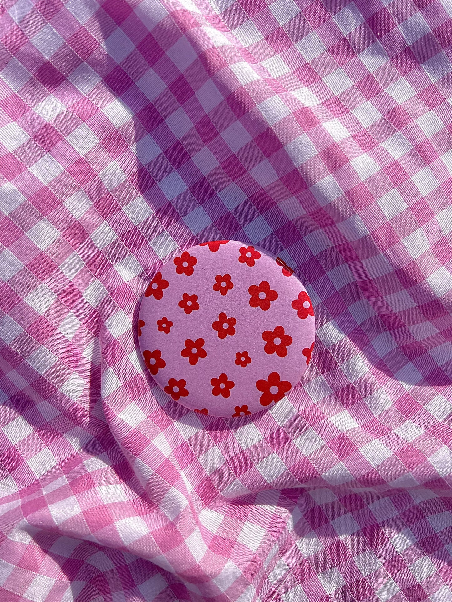 Flower Power - Compact Mirror - Red / Pink