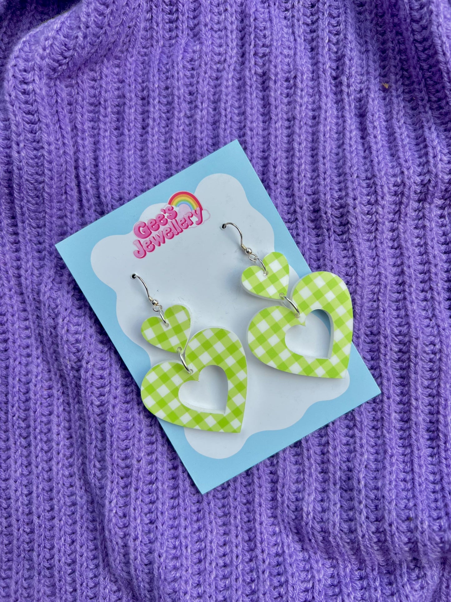 Gingham Hearts - Green