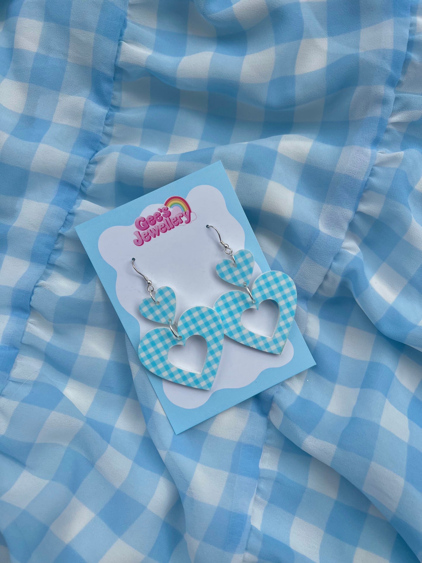 Gingham Hearts - Blue