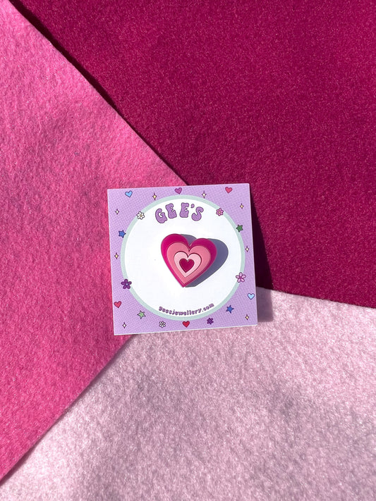 Pink Heart Burst - Pin Badge