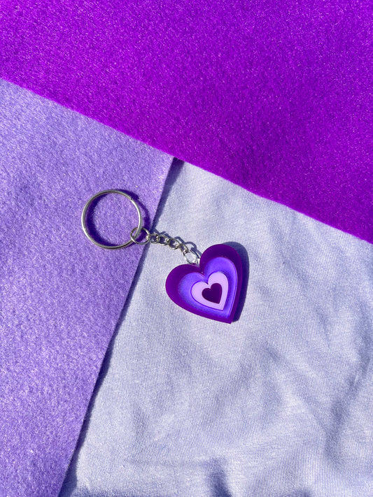 Purple Heart Burst - Keyring